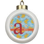 Rubber Duckies & Flowers Ceramic Ball Ornament (Personalized)