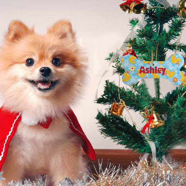 Rubber Duckies & Flowers Ceramic Flat Ornament - Bone (LIFESTYLE)