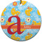 Rubber Duckies & Flowers Ceramic Flat Ornament - Circle (Front)