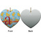 Rubber Duckies & Flowers Ceramic Flat Ornament - Heart Front & Back (APPROVAL)