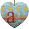 Rubber Duckies & Flowers Ceramic Flat Ornament - Heart (Front)