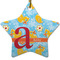 Rubber Duckies & Flowers Ceramic Flat Ornament - Star (Front)