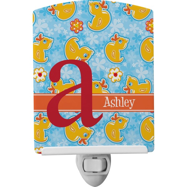 Custom Rubber Duckies & Flowers Ceramic Night Light (Personalized)