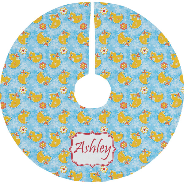 Custom Rubber Duckies & Flowers Tree Skirt (Personalized)