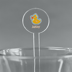 Rubber Duckies & Flowers 5.5" Round Plastic Stir Sticks - Clear (Personalized)