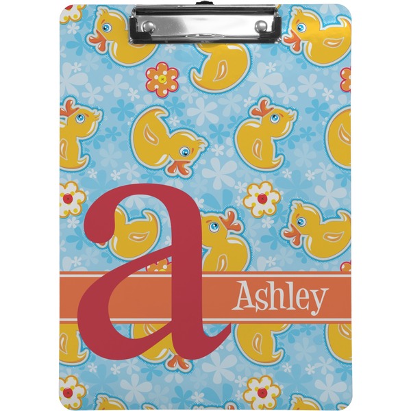 Custom Rubber Duckies & Flowers Clipboard (Letter Size) (Personalized)