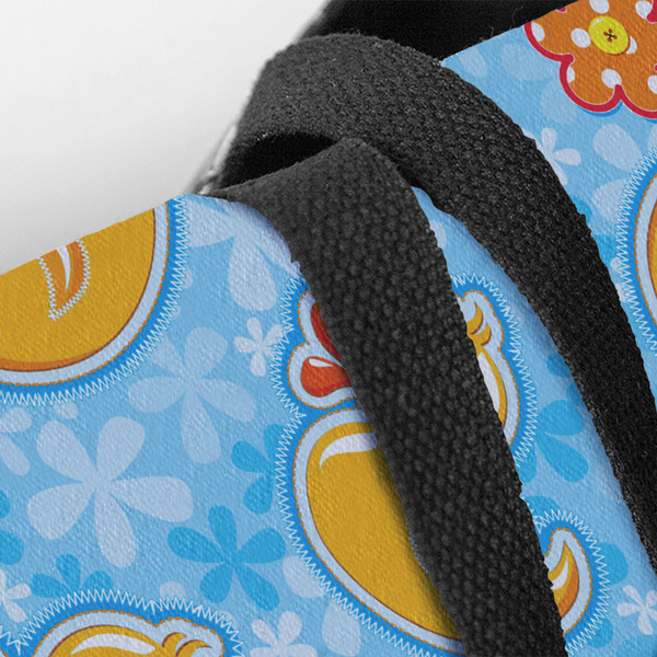 Rubber Duckies & Flowers Closeup of Tote w/Black Handles