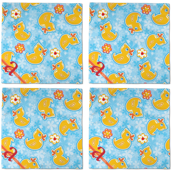 Rubber Duckies & Flowers Cloth Napkins - Personalized Dinner (APPROVAL) Set of 4