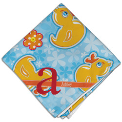 Rubber Duckies & Flowers Cloth Dinner Napkin - Single w/ Name and Initial