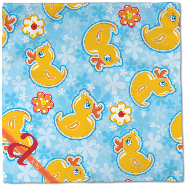 Rubber Duckies & Flowers Cloth Napkins - Personalized Dinner (Full Open)