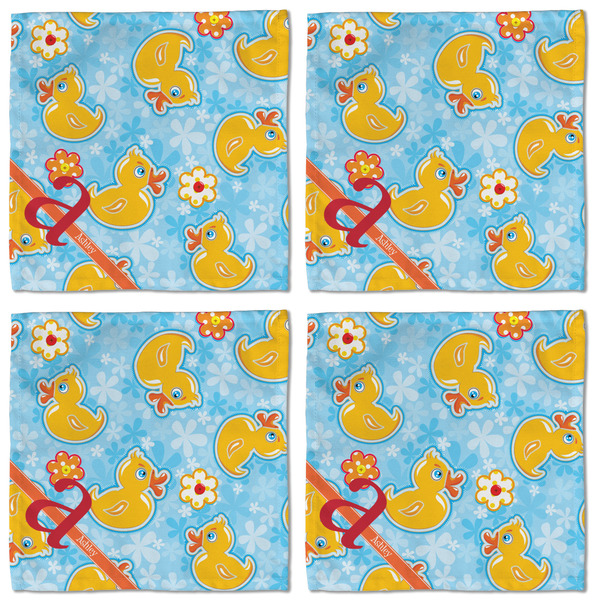 Rubber Duckies & Flowers Cloth Napkins - Personalized Lunch (APPROVAL) Set of 4