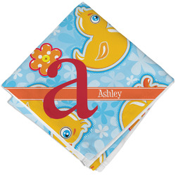 Rubber Duckies & Flowers Cloth Cocktail Napkin - Single w/ Name and Initial