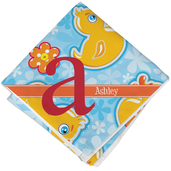 Custom Rubber Duckies & Flowers Cloth Napkin w/ Name and Initial