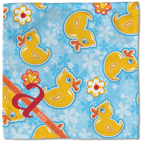 Rubber Duckies & Flowers Cloth Napkins - Personalized Lunch (Single Full Open)