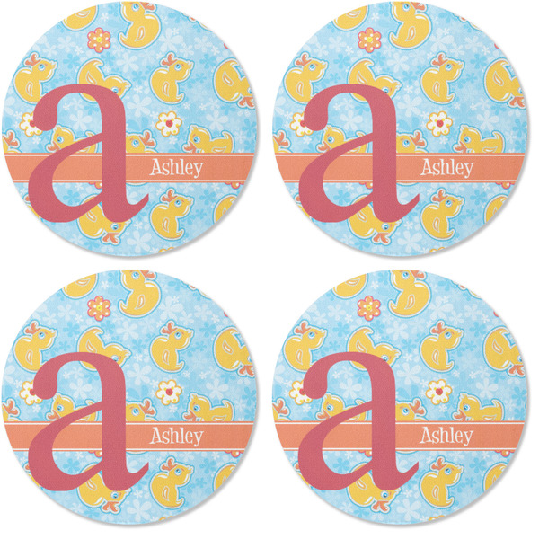 Rubber Duckies & Flowers Coaster Round Rubber Back - Apvl