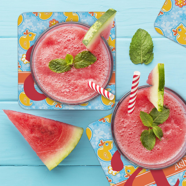 Rubber Duckies & Flowers Coaster Set - LIFESTYLE