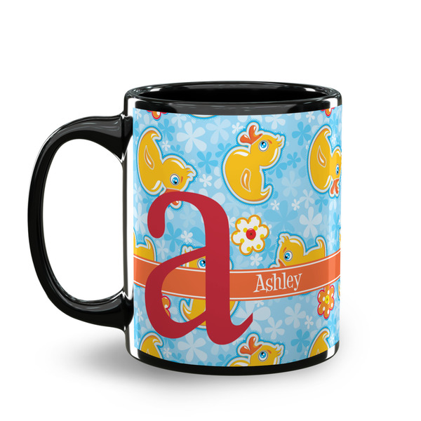 Rubber Duckies & Flowers Coffee Mug - 11 oz - Black