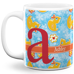 Rubber Duckies & Flowers 11 Oz Coffee Mug - White (Personalized)
