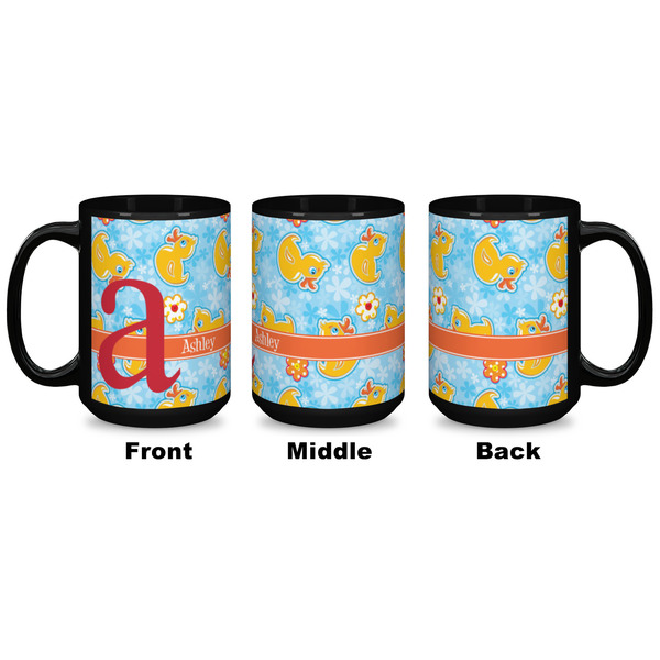 Rubber Duckies & Flowers Coffee Mug - 15 oz - Black APPROVAL