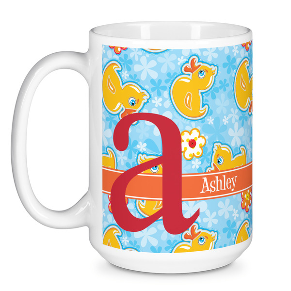 Rubber Duckies & Flowers Coffee Mug - 15 oz - White