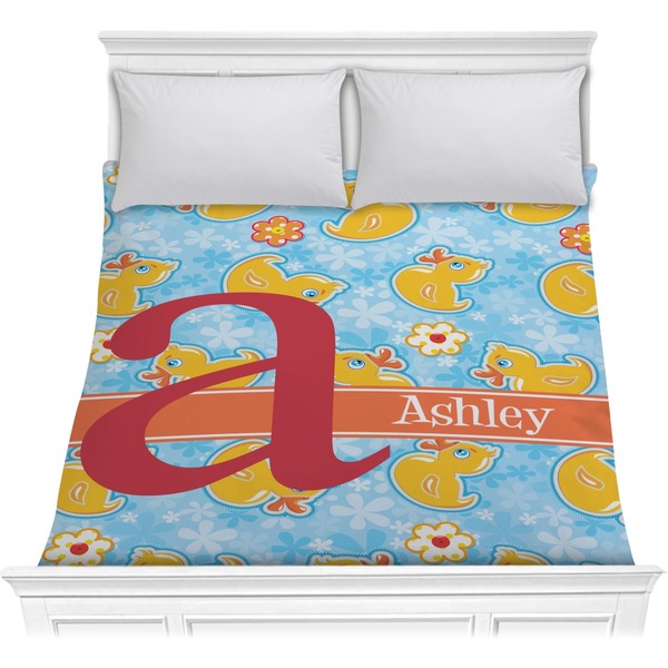 Custom Rubber Duckies & Flowers Comforter - Full / Queen (Personalized)