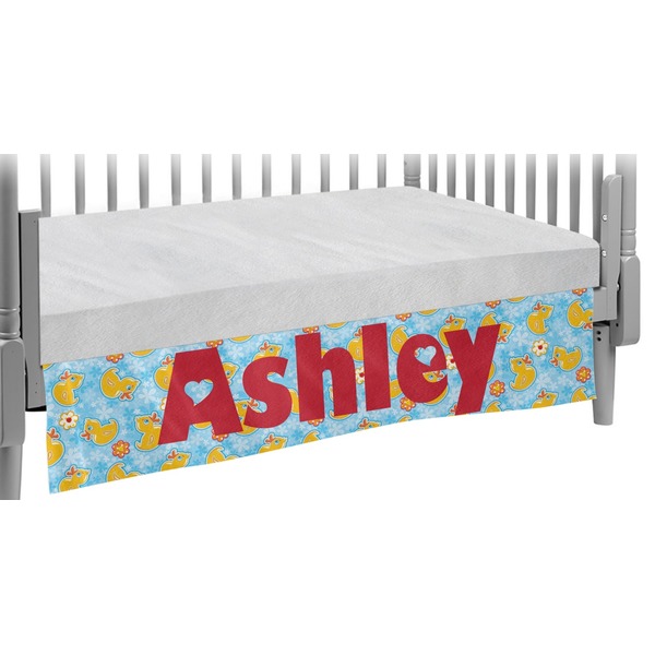Custom Rubber Duckies & Flowers Crib Skirt (Personalized)