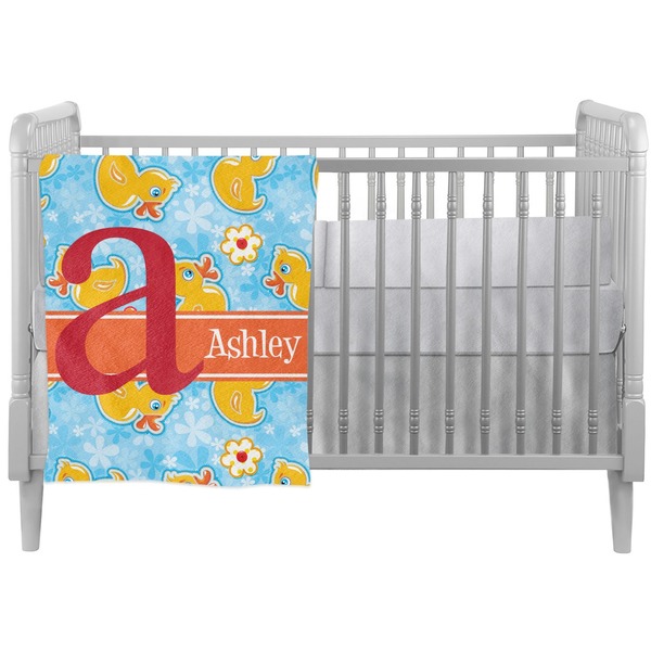 Custom Rubber Duckies & Flowers Crib Comforter / Quilt (Personalized)