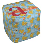 Rubber Duckies & Flowers Cube Pouf Ottoman - 18" (Personalized)