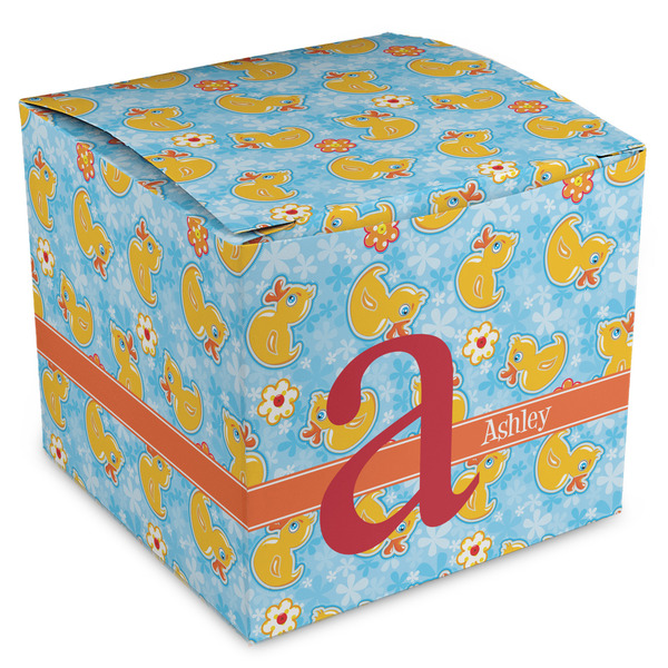 Custom Rubber Duckies & Flowers Cube Favor Gift Boxes (Personalized)