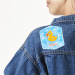 Rubber Duckies & Flowers Twill Iron On Patch - Custom Shape - Large (Personalized)