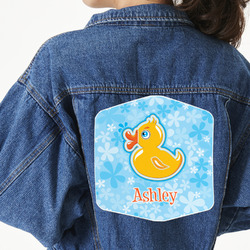 Rubber Duckies & Flowers Twill Iron On Patch - Custom Shape - 3XL - Set of 4 (Personalized)