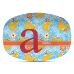 Rubber Duckies & Flowers Plastic Platter - Microwave & Oven Safe Composite Polymer (Personalized)