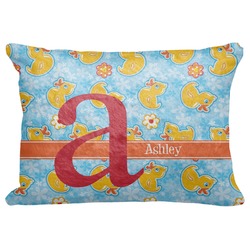 Rubber Duckies & Flowers Decorative Baby Pillowcase - 16"x12" (Personalized)