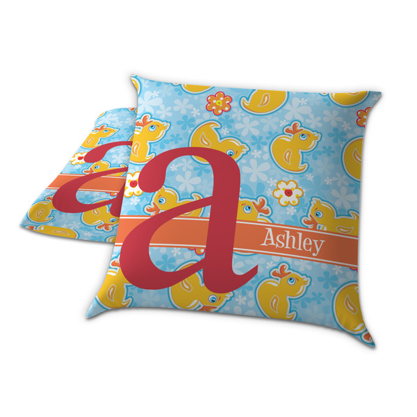 Rubber Duckies & Flowers Decorative Pillow Case - TWO