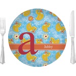 Rubber Duckies & Flowers 10" Glass Lunch / Dinner Plates - Single or Set (Personalized)