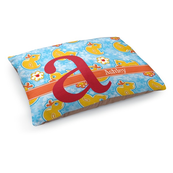 Custom Rubber Duckies & Flowers Dog Bed - Medium w/ Name and Initial