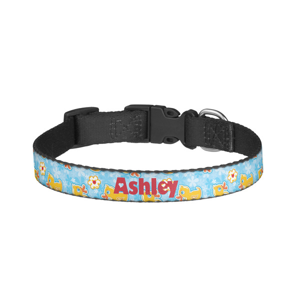 Custom Rubber Duckies & Flowers Dog Collar - Large (Personalized)