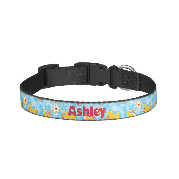 Custom Rubber Duckies & Flowers Dog Collar - Small (Personalized)
