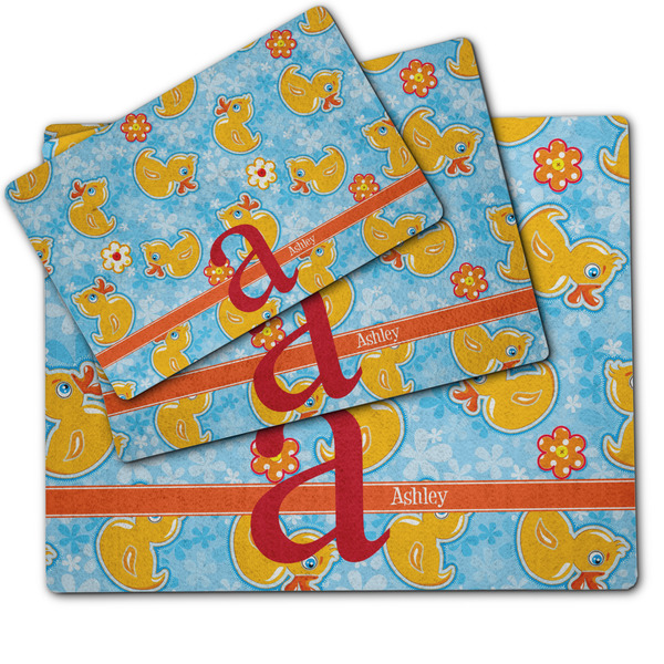 Rubber Duckies & Flowers Dog Food Mat - MAIN (sm, med, lrg)