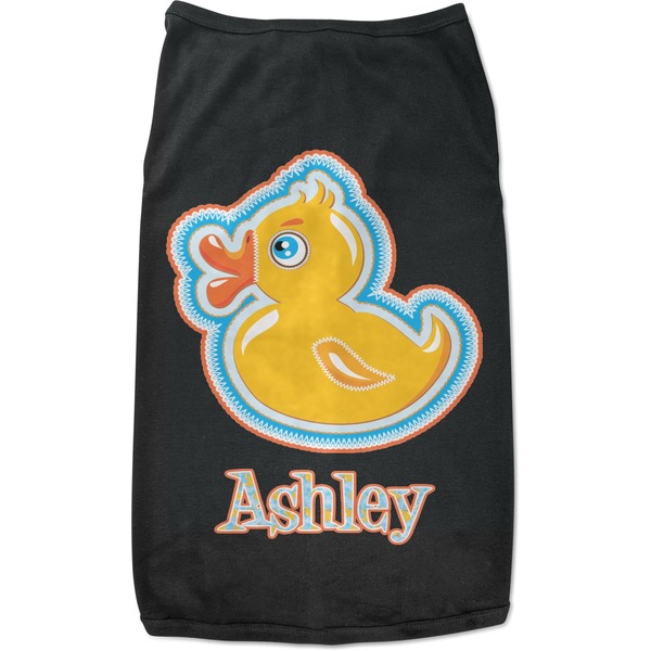 Custom Rubber Duckies & Flowers Black Pet Shirt - M (Personalized)