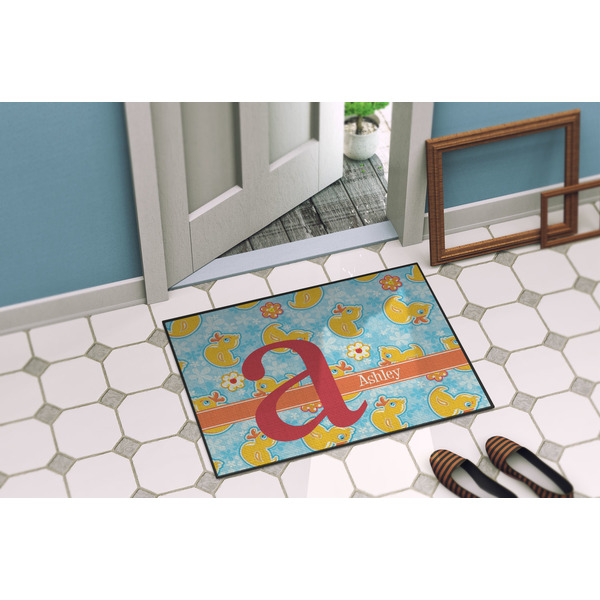 Rubber Duckies & Flowers Door Mat Lifestyle