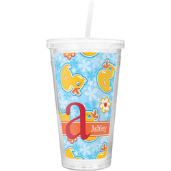 Rubber Duckies & Flowers Double Wall Tumbler with Straw (Personalized)