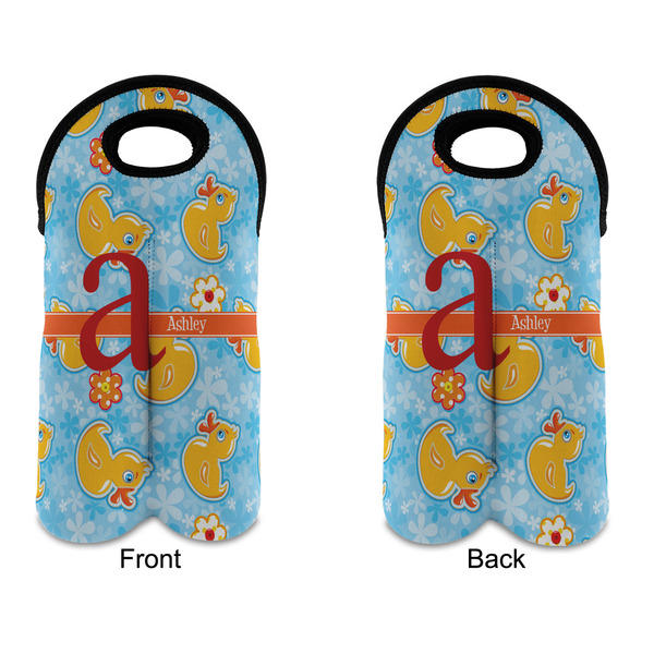 Rubber Duckies & Flowers Double Wine Tote - APPROVAL (new)