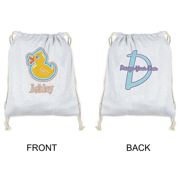 Rubber Duckies & Flowers Drawstring Backpacks - Sweatshirt Fleece - Double Sided - APPROVAL