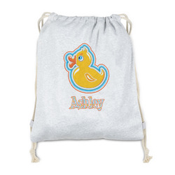 Rubber Duckies & Flowers Drawstring Backpack - Sweatshirt Fleece - Double Sided (Personalized)