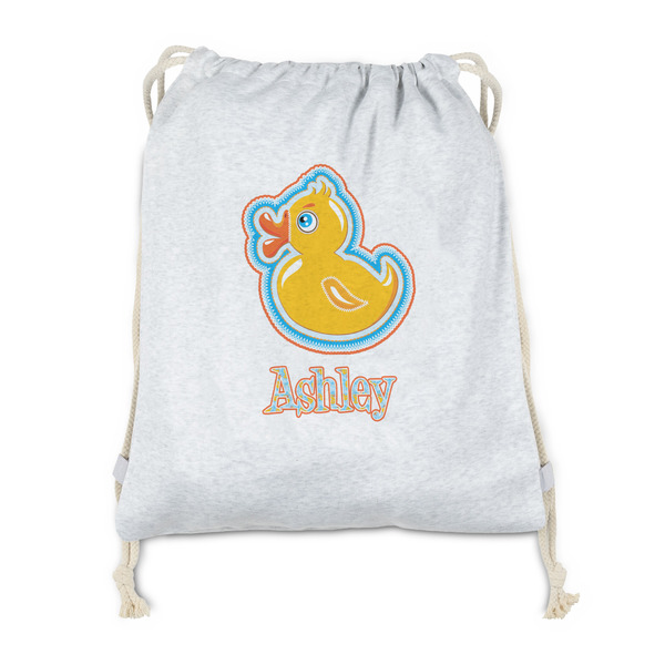 Custom Rubber Duckies & Flowers Drawstring Backpack - Sweatshirt Fleece (Personalized)