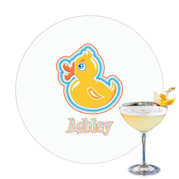 Custom Rubber Duckies & Flowers Printed Drink Topper - 3.25" (Personalized)