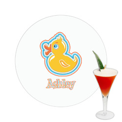 Rubber Duckies & Flowers Printed Drink Topper -  2.5" (Personalized)