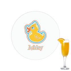 Rubber Duckies & Flowers Printed Drink Topper - 2.15" (Personalized)