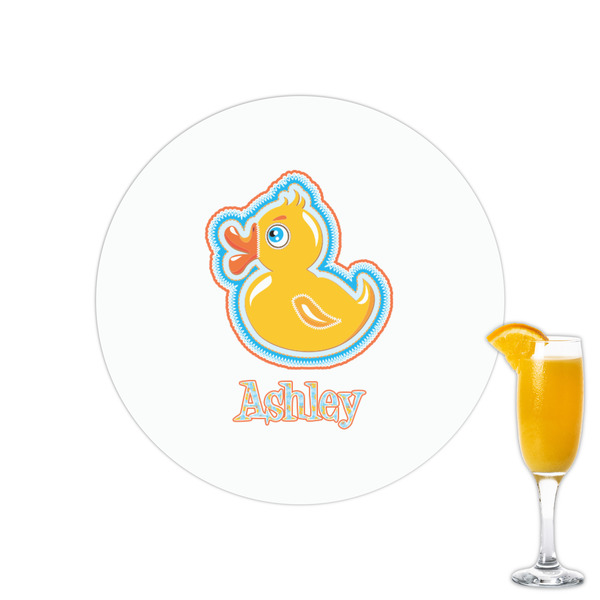 Custom Rubber Duckies & Flowers Printed Drink Topper - 2.15" (Personalized)